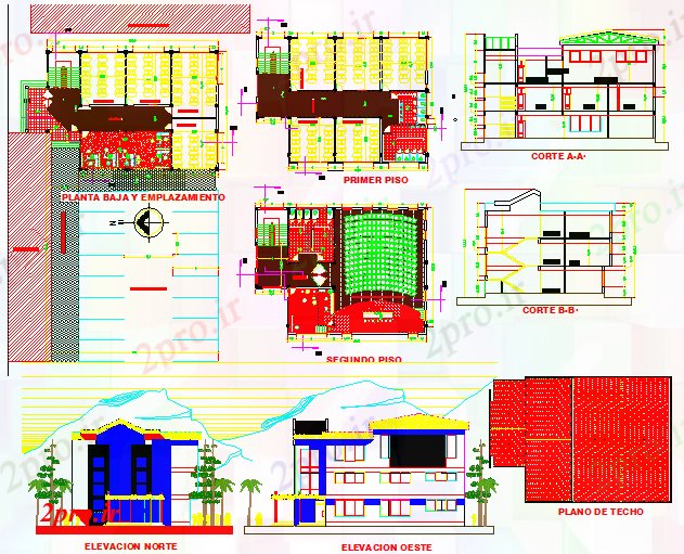 دانلود نقشه ساختمان اداری - تجاری - صنعتی طبقه ساختمان (کد60284)