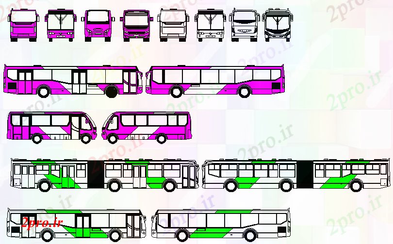 دانلود نقشه بلوک وسایل نقلیه بلوک های اتوبوس (کد60311)