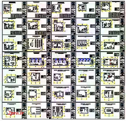 دانلود نقشه بیمارستان - درمانگاه - کلینیک اتاق های بیمارستان Desingning 4 در 4 متر (کد60323)