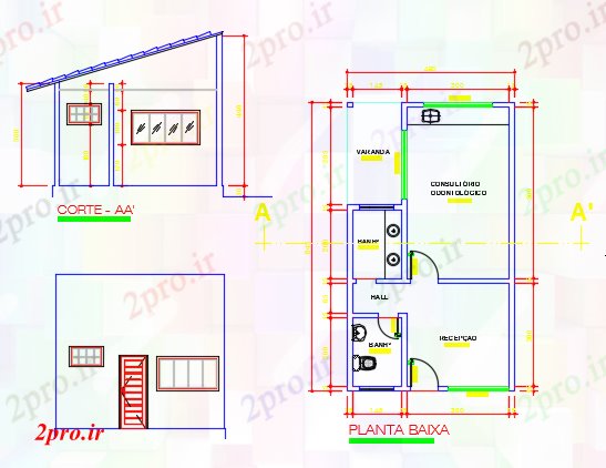 دانلود نقشه بیمارستان - درمانگاه - کلینیک Deantal دفتر 5 در 8 متر (کد60368)