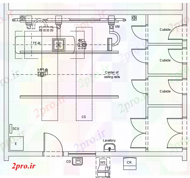 دانلود نقشه بیمارستان - درمانگاه - کلینیک دیجیتال اکس اتاق 16 در 19 متر (کد60373)