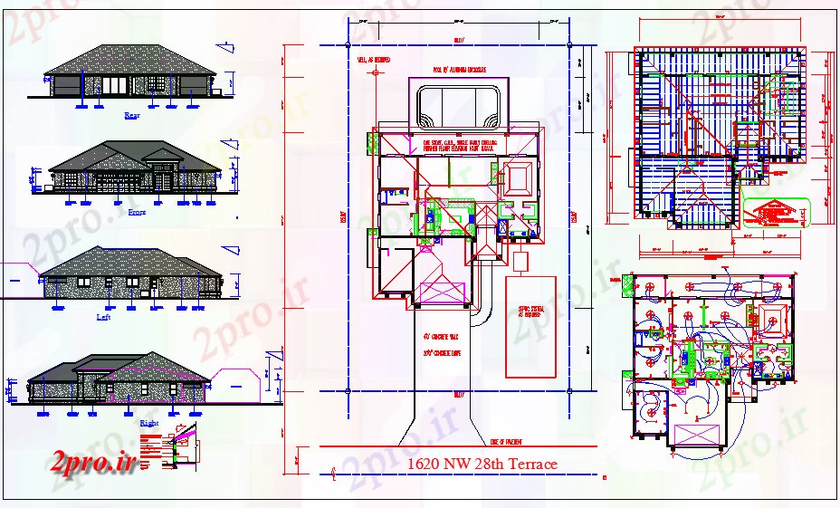 دانلود نقشه خانه های کوچک ، نگهبانی ، سازمانی - طرحی ویلایی روم 17 در 18 متر (کد60379)