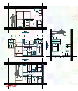 دانلود نقشه آشپزخانه آشپزخانه جزئیات طراحی (کد60386)