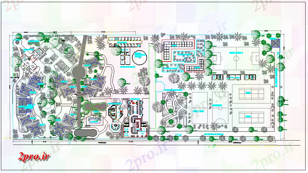 دانلود نقشه هتل - رستوران - اقامتگاه هتل paln معماری 35 در 36 متر (کد60402)