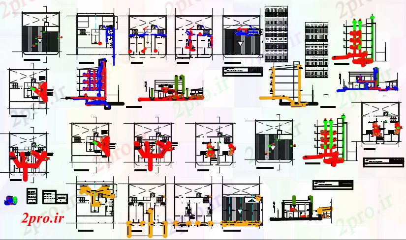 دانلود نقشه ساختمان اداری - تجاری - صنعتی آپارتمان ساختمان 15 در 18 متر (کد60410)
