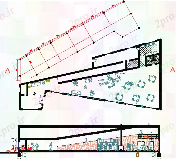 دانلود نقشه هتل - رستوران - اقامتگاه طراحی نمای هتل 5 در 31 متر (کد60431)