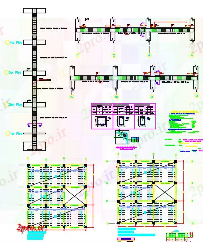 دانلود نقشه  ساختمان دولتی ، سازمانی طرحی چیدمان سازه (کد60447)