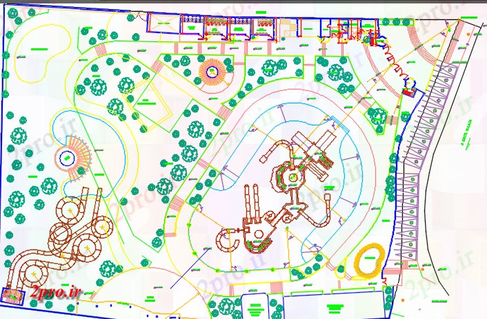 دانلود نقشه باشگاه آب پارک 5 در 50 متر (کد60456)