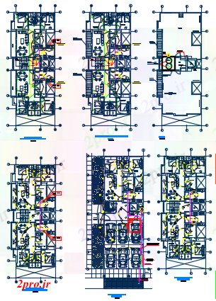 دانلود نقشه ساختمان دولتی ، سازمانی multifamiliar برق 8 در 23 متر (کد60480)