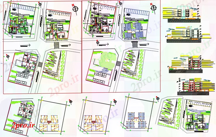 دانلود نقشه مسکونی  ، ویلایی ، آپارتمان  پروژه گروه ها 6unit (کد60489)