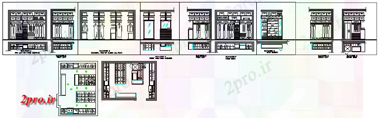 دانلود نقشه بلوک مبلمان انواع مختلفی از طراحی کابینت 10 در 14 متر (کد60504)