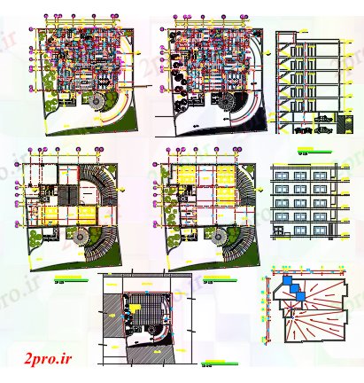 دانلود نقشه ساختمان اداری - تجاری - صنعتی طراحی مجتمع مسکونی 15 در 17 متر (کد60536)