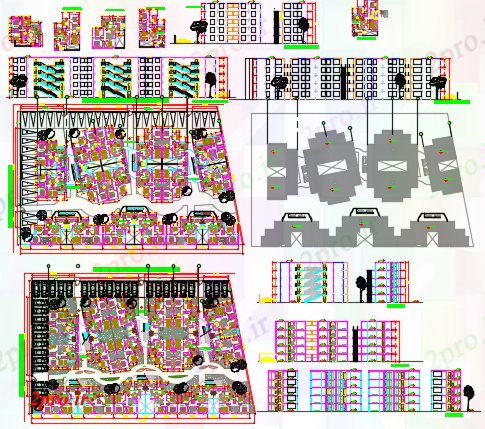 دانلود نقشه مسکونی  ، ویلایی ، آپارتمان  طرحی 5Floors معماری (کد60558)