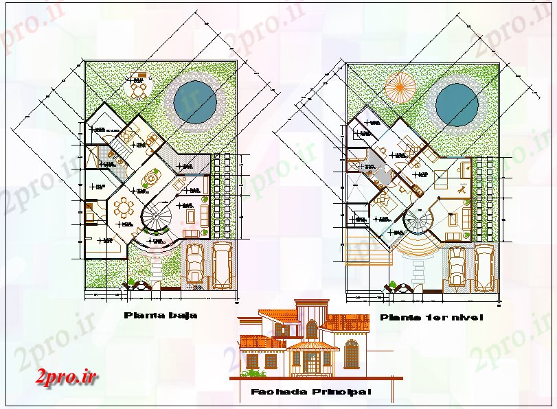 دانلود نقشه مسکونی ، ویلایی ، آپارتمان پروژه خانه 12 در 14 متر (کد60587)