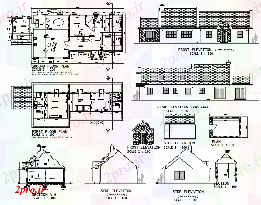 دانلود نقشه مسکونی ، ویلایی ، آپارتمان خانه طراحی 7 در 17 متر (کد60600)