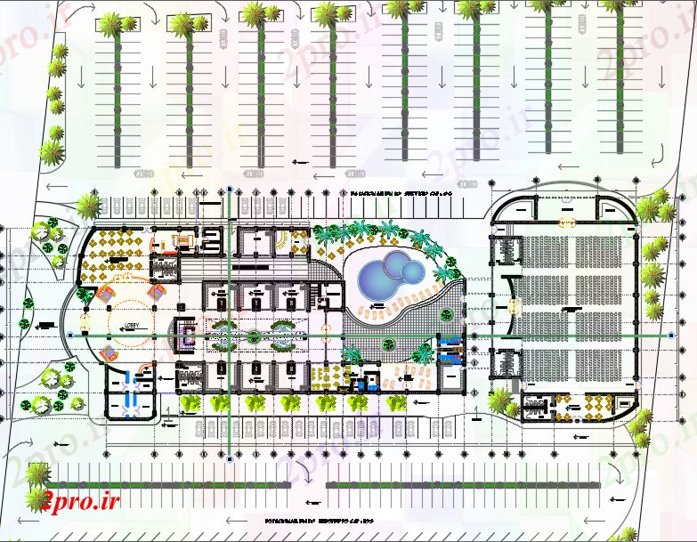 دانلود نقشه هتل - رستوران - اقامتگاه Starhotel مرکز کنوانسیون 27 در 65 متر (کد60645)