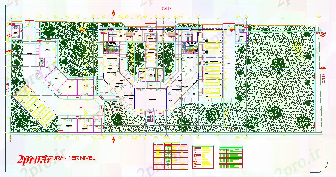 دانلود نقشه ساختمان دولتی ، سازمانی شهرستان سالن طراحی 35 در 61 متر (کد60650)