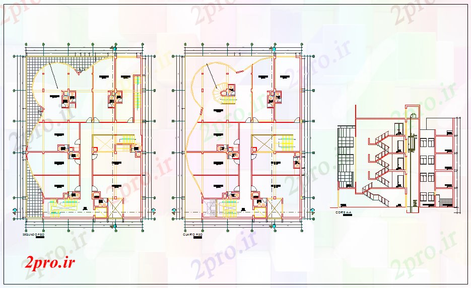 دانلود نقشه ساختمان اداری - تجاری - صنعتی طراحی از دفتر برای شرکت های بزرگ 20 در 28 متر (کد60746)