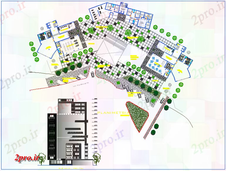 دانلود نقشه هایپر مارکت - مرکز خرید - فروشگاه خرید طراحی مرکز 78 در 94 متر (کد60769)