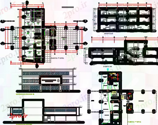 دانلود نقشه ساختمان اداری - تجاری - صنعتی واحد اداری (کد60814)