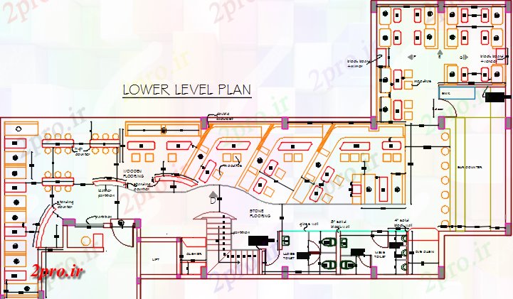 دانلود نقشه باشگاه میخانه و دیسکو 15 در 25 متر (کد60819)