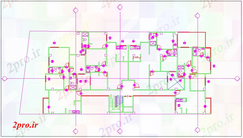 دانلود نقشه خانه های کوچک ، نگهبانی ، سازمانی - توزیع منطقه برای خانه های ویلایی 15 در 35 متر (کد60828)