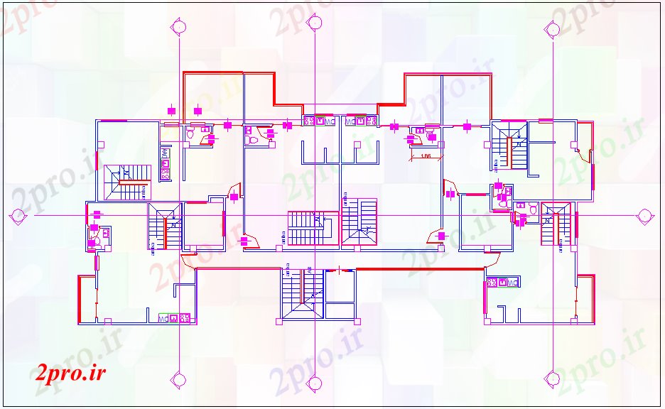 دانلود نقشه خانه های کوچک ، نگهبانی ، سازمانی - طراحی از خانه های ویلایی برای طبقه پنجم 15 در 35 متر (کد60830)