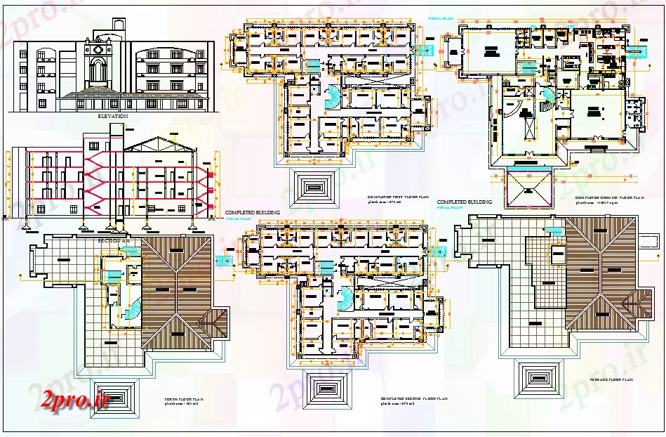 دانلود نقشه ساختمان دولتی ، سازمانی طرحی شهرداری دولت 30 در 38 متر (کد60845)