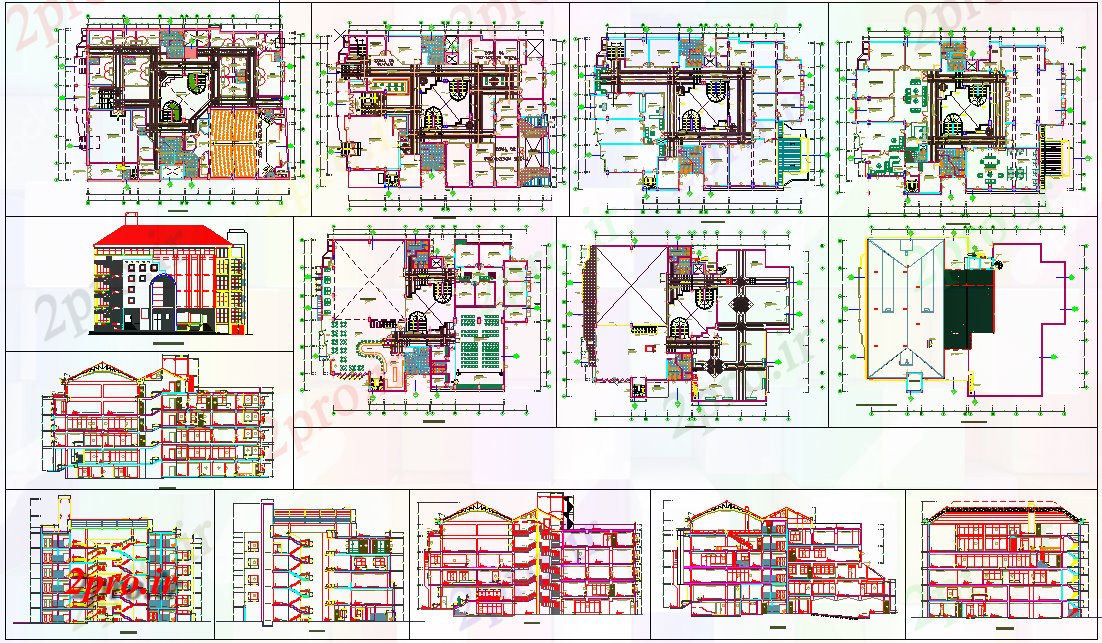 دانلود نقشه ساختمان دولتی ، سازمانی طرحی مجتمع شهرداری 30 در 41 متر (کد60857)