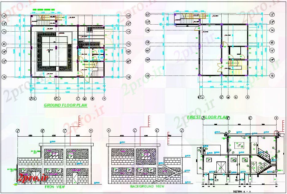 دانلود نقشه ساختمان اداری - تجاری - صنعتی طرحی دفتر ساخت و ساز 284 در 345 متر (کد60859)