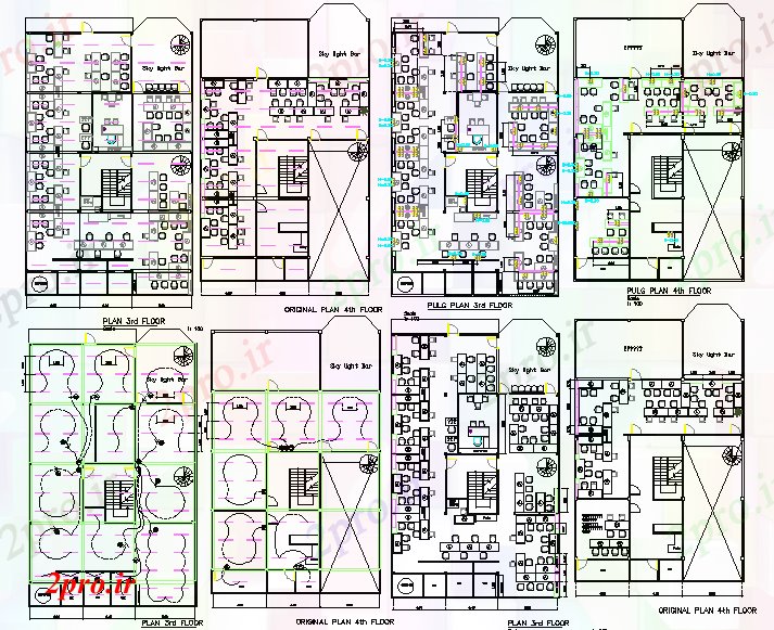 دانلود نقشه ساختمان اداری - تجاری - صنعتی دفتر شرکت طراحی ساختمان 13 در 22 متر (کد60867)