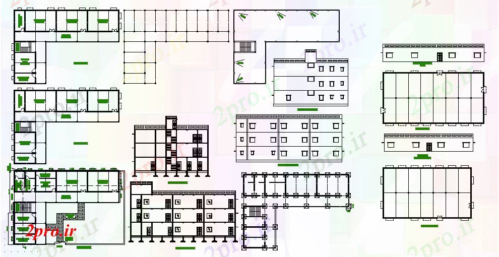 دانلود نقشه دانشگاه ، آموزشکده ، مدرسه ، هنرستان ، خوابگاه - طرحی ساختمان مدرسه 26 در 55 متر (کد60873)