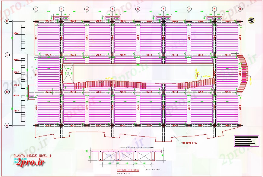دانلود نقشه جزئیات تیر طراحی ساختار طرحی طبقه چهارم (کد60894)