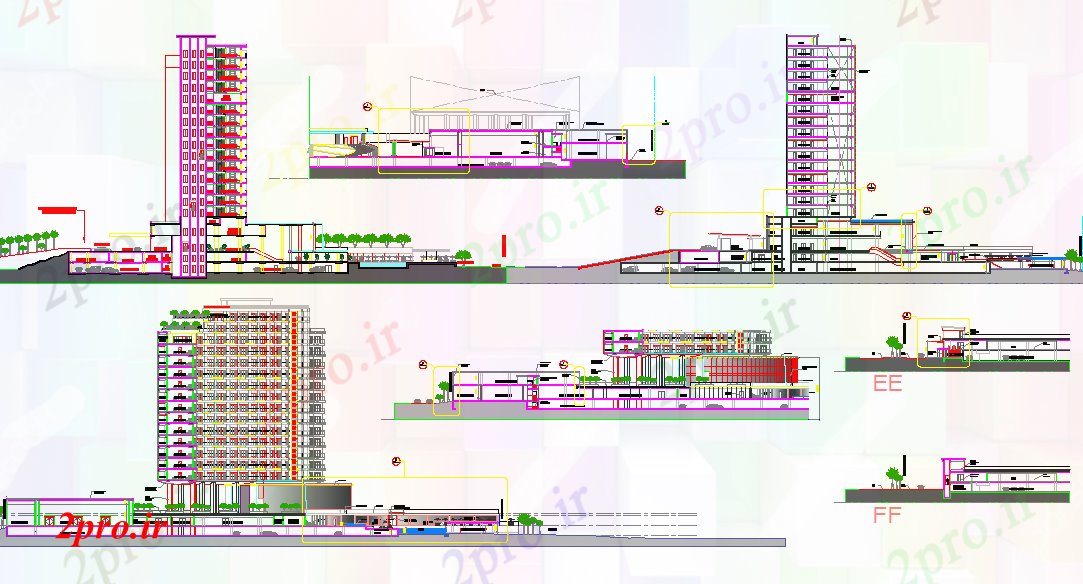 دانلود نقشه ساختمان اداری - تجاری - صنعتی دان دفتر شرکت ساختمانی نشیمن (کد60902)