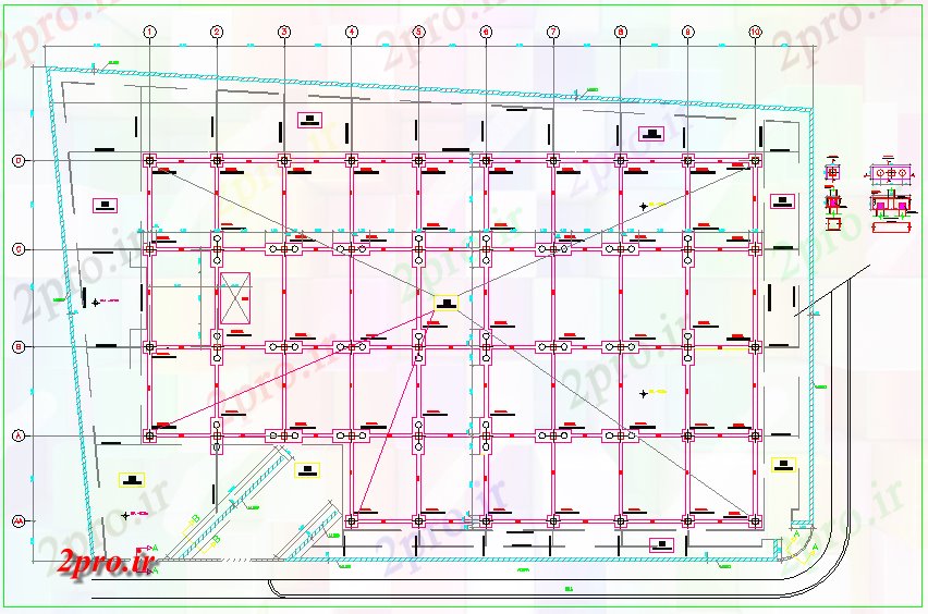 دانلود نقشه پلان مقطعی جزئیات ساختار پرتو و ستون (کد60911)