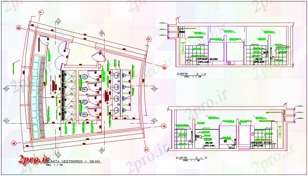 دانلود نقشه بلوک حمام و توالتطراحی طرحی حمام (کد60945)