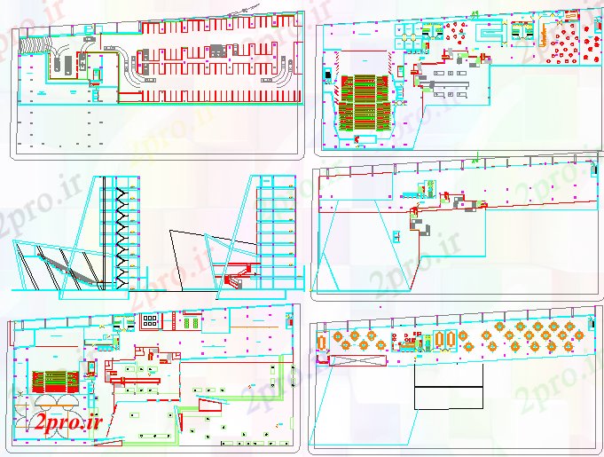 دانلود نقشه شرکت ، دفتر کار ، سازمان ، ادارهمنطقه دفتر مرکزی نقشه های طراحی معماری 55 در 124 متر (کد60975)