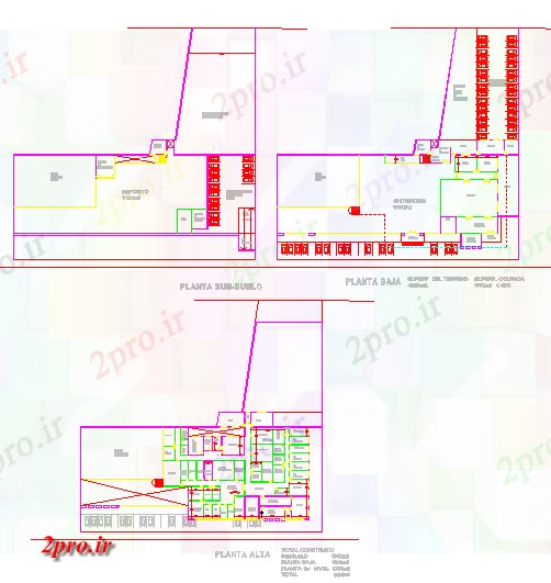 دانلود نقشه هایپر مارکت - مرکز خرید - فروشگاه گاه مغازه ها در طراحی مراکز معماری 38 در 52 متر (کد60981)