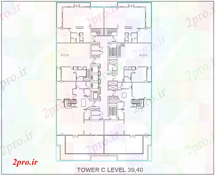 دانلود نقشه ساختمان مرتفعطراحی برج را با سطح 39 و 40 47 در 78 متر (کد60988)