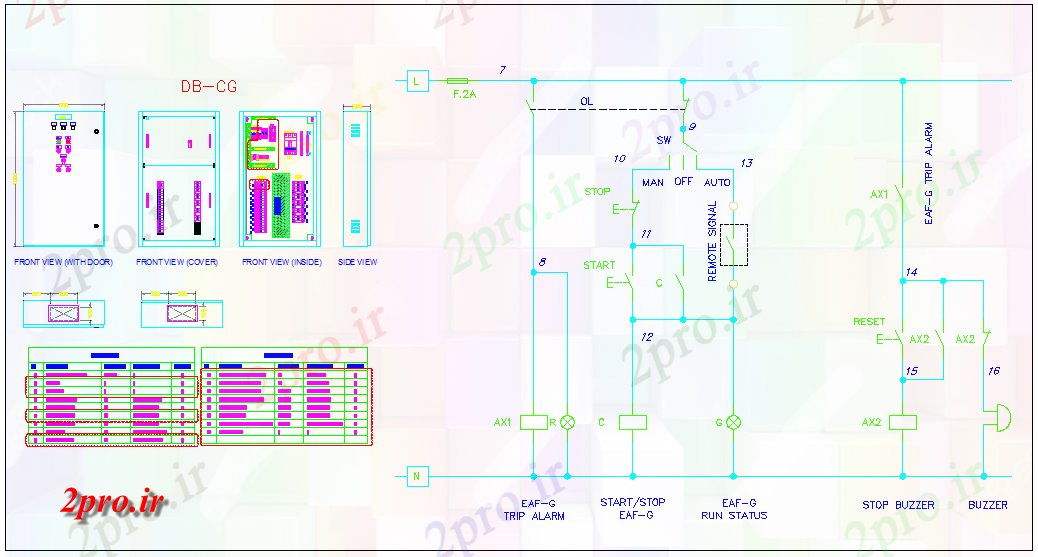 دانلود نقشه معماری طراحی برج ری با جزئیات الکتریکی (کد61014)