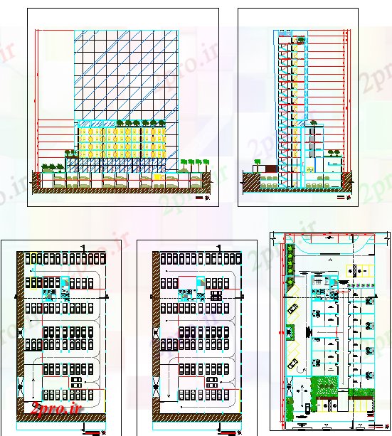 دانلود نقشه ساختمان اداری - تجاری - صنعتی چند منظوره ساختمان 34 در 66 متر (کد61072)