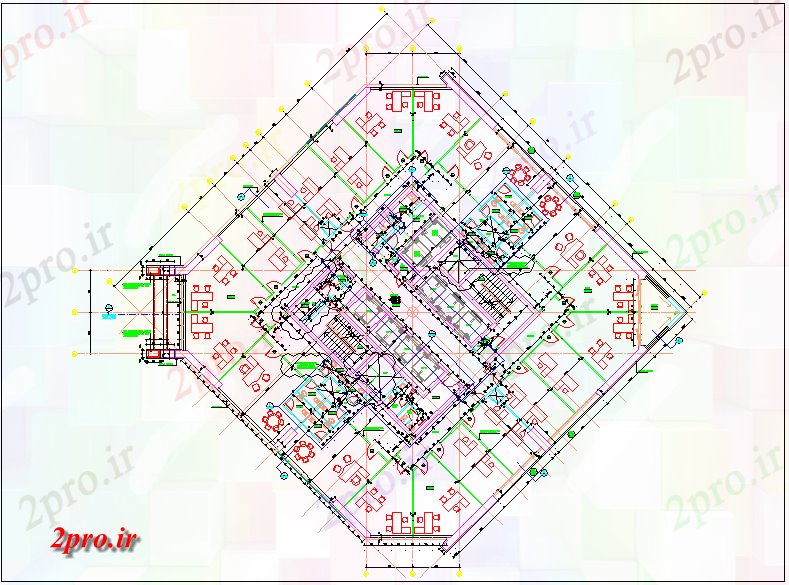 دانلود نقشه ساختمان مرتفعبرنامه ریزی طراحی از برج 60 در 61 متر (کد61082)