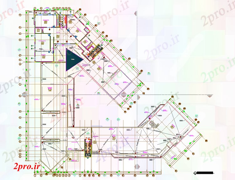 دانلود نقشه ساختمان اداری - تجاری - صنعتی طبقه 8 طرحی سقف اد 194 در 196 متر (کد61084)