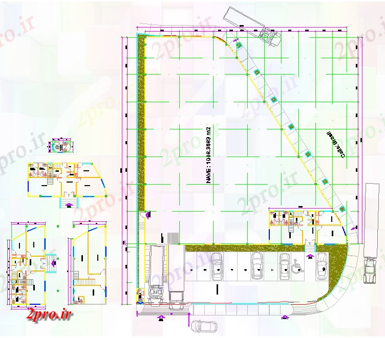 دانلود نقشه کارخانه صنعتی  ، کارگاه انبار صنعتی  (کد61091)