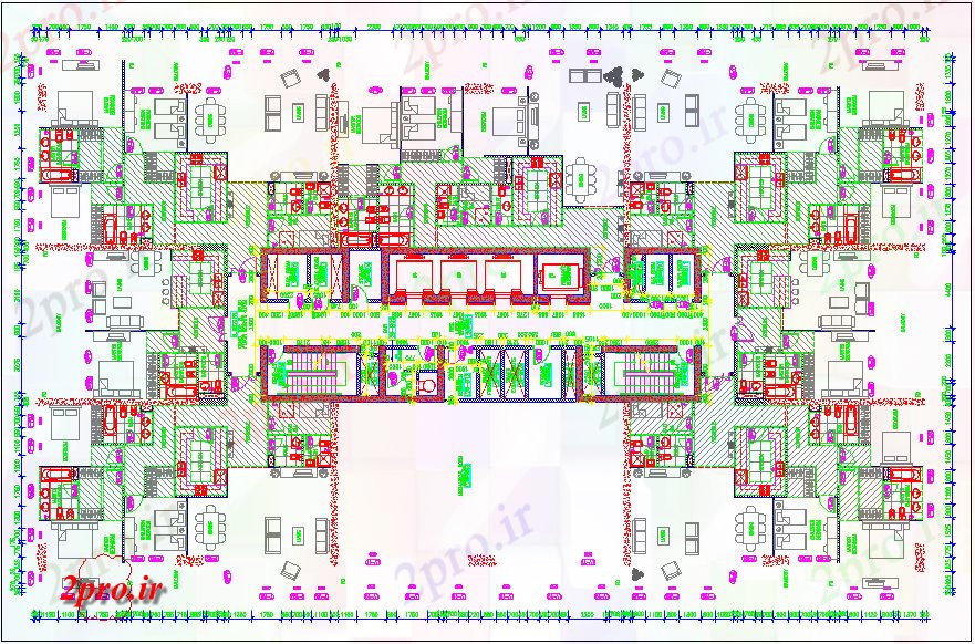 دانلود نقشه ساختمان مرتفعطرحی ساکن برج B سطح مکانیکی 26 31 در 51 متر (کد61120)