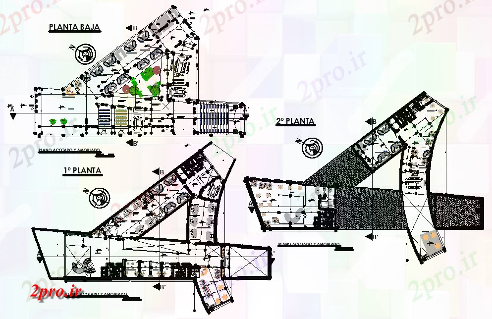 دانلود نقشه ساختمان اداری - تجاری - صنعتی ساختمان اداری، دفتر اداری (کد61129)