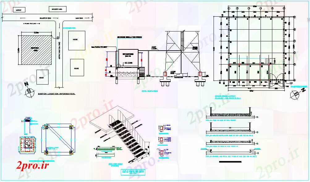 دانلود نقشه جزئیات ساخت و ساز نظر طراحی برج مخابراتی با genset داخلی (کد61133)