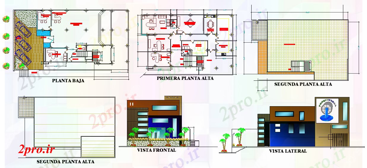 دانلود نقشه ساختمان اداری - تجاری - صنعتی ساختمان شرکت 11 در 21 متر (کد61140)