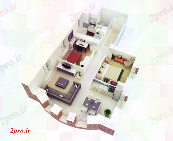 دانلود نقشه مسکونی  ، ویلایی ، آپارتمان  آپارتمان 3rooms (کد61143)