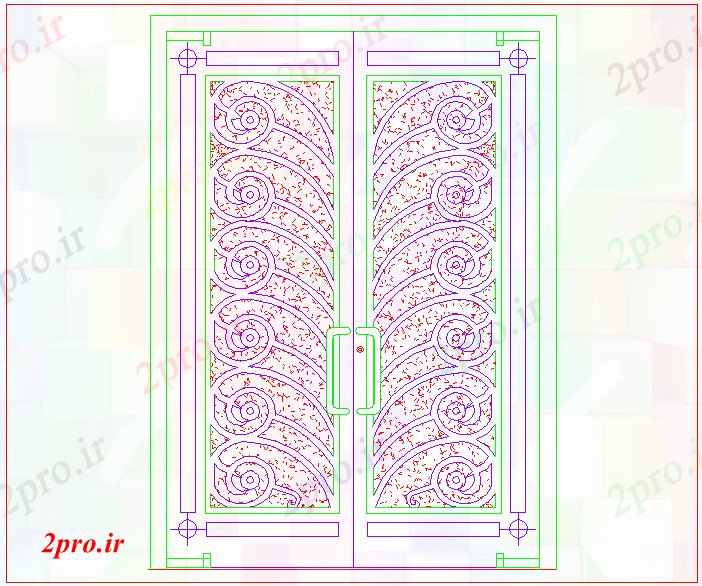 دانلود نقشه جزئیات طراحی در و پنجره   طراح دو درب (کد61144)